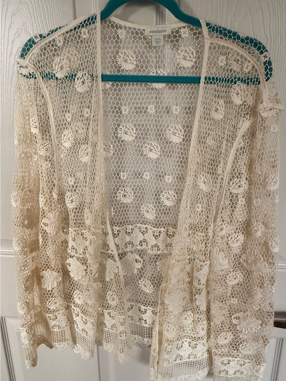 Sundance Cream Crochet Lace Open Cardigan